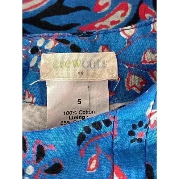 Crewcuts by J. Crew Girls Blue Cotton Printed Shift Dress Size 5 - Picture 6 of 6